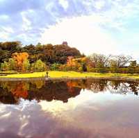 秋風紅葉犬山城