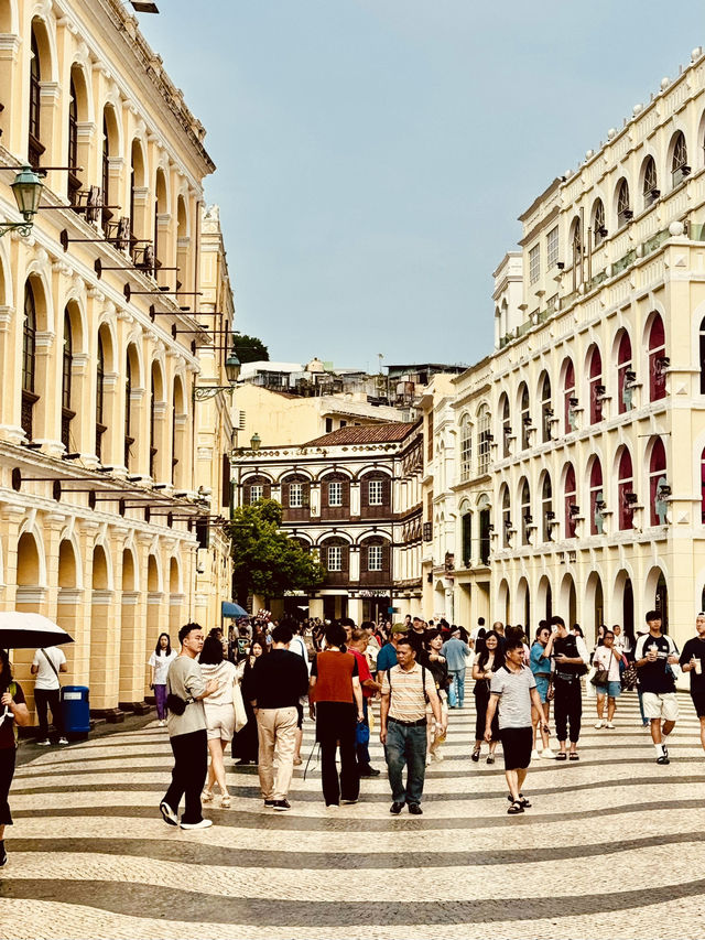 Walking the Heritage Trail in Macau to see these colourful buildings!