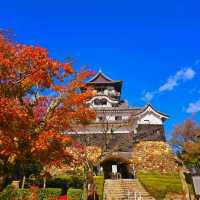 秋風紅葉犬山城