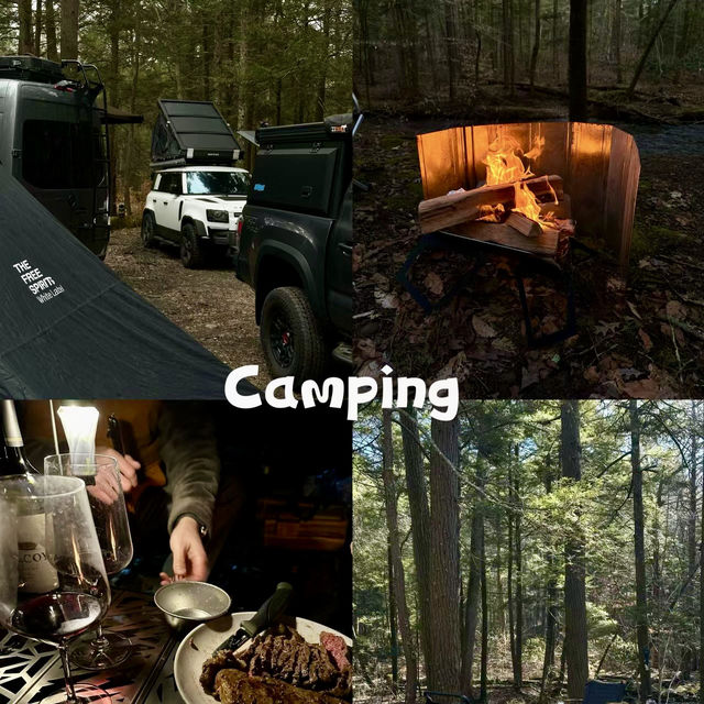 Camping with friends and outdoor activities 