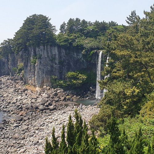 Top 3 waterfall in Jeju island 🇰🇷 Jeongbang Waterfall