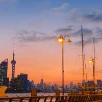 Watching sunset on Huangpu River