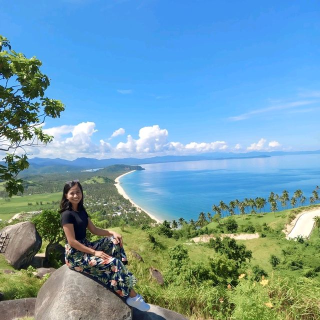 The breathtaking view of the long white shoreline of San Viente, Palawan