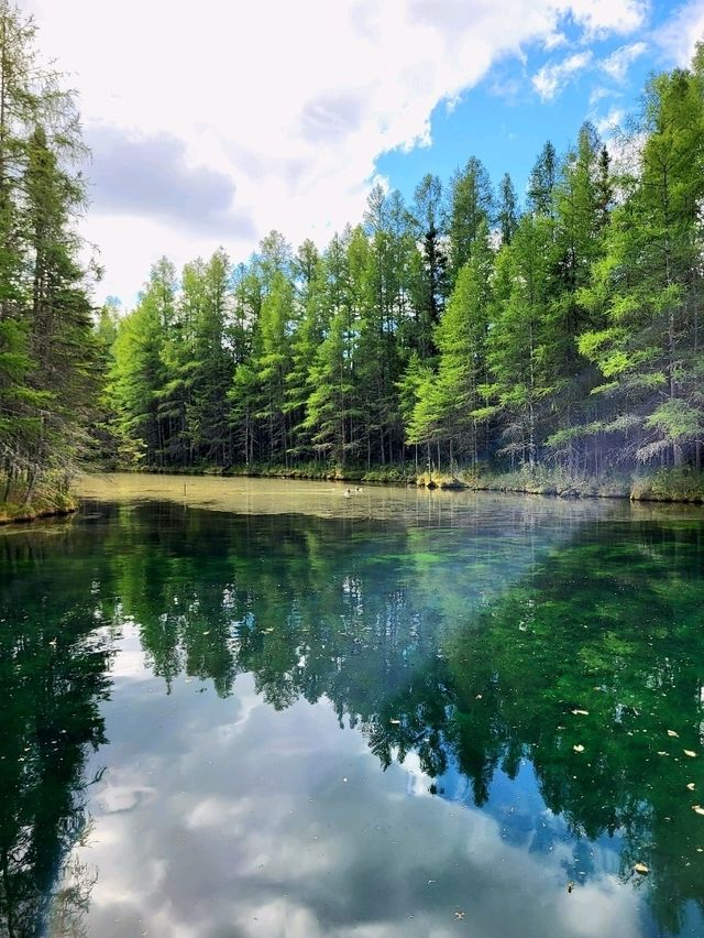 Riding a self-driven raft across Kitch-iti-kipi Spring is a magical experience