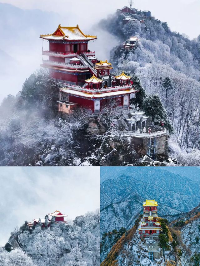 西安1小時可達的「雲頂天宮」南五台，雪景美不勝收。