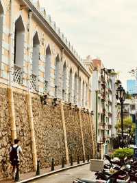 Walking the Heritage Trail in Macau to see these colourful buildings!