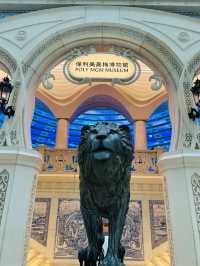 The MGM Cotai Museum in Macau: four zodiac animal heads on display.