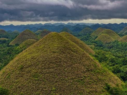 The Chocolate Hills: remarkable geological formation and iconic hills in the island of Bohol. 