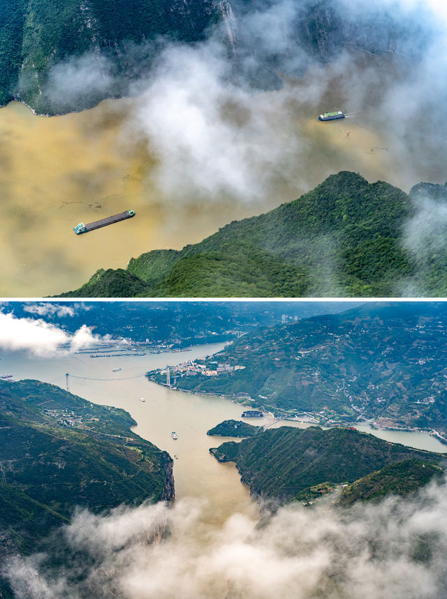 在三峽之巔俯瞰壯美雲海。