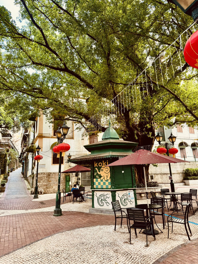 Walking the Heritage Trail in Macau to see these colourful buildings!