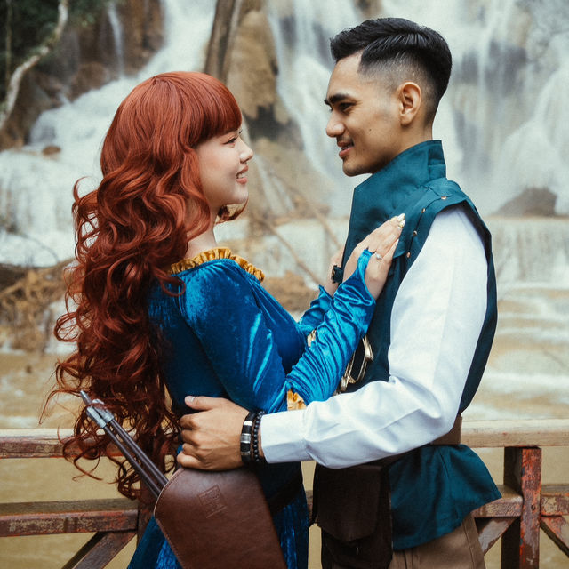 Magical Moments at Kuang Si Waterfall: A Dreamy Disney-Themed Pre-Wedding Shoot