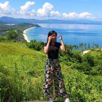 The breathtaking view of the long white shoreline of San Viente, Palawan