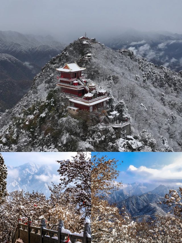 西安1小時可達的「雲頂天宮」南五台，雪景美不勝收。