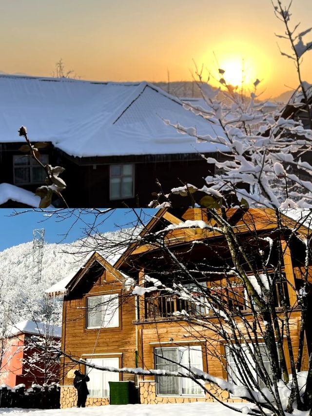 成都！西嶺雪山！雪景木屋！太美了！