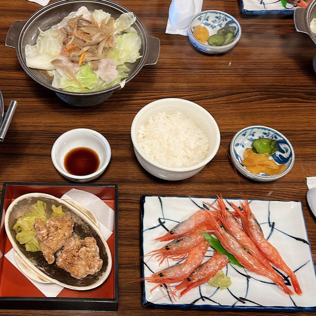 ゆのくにの森 🇯🇵 北陸甜蝦鍋御膳料理  🦐  生食鮮甜好吃～