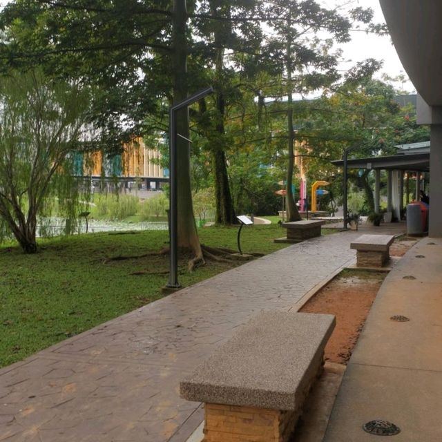 Greenery public library in tropical ambience