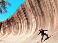 Wave rock with wild flowers