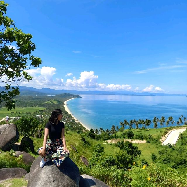 The breathtaking view of the long white shoreline of San Viente, Palawan