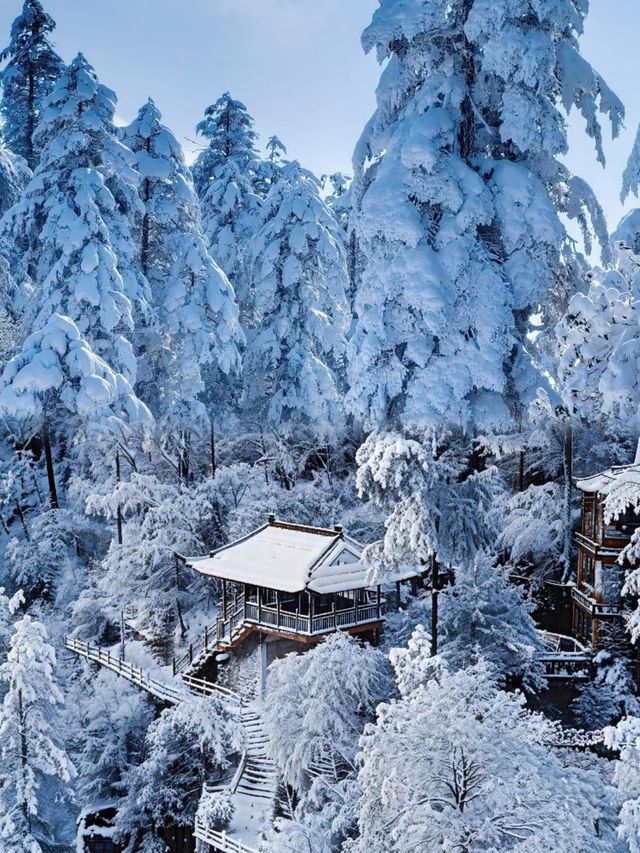 瓦屋山雪景絕美，宛如童話！