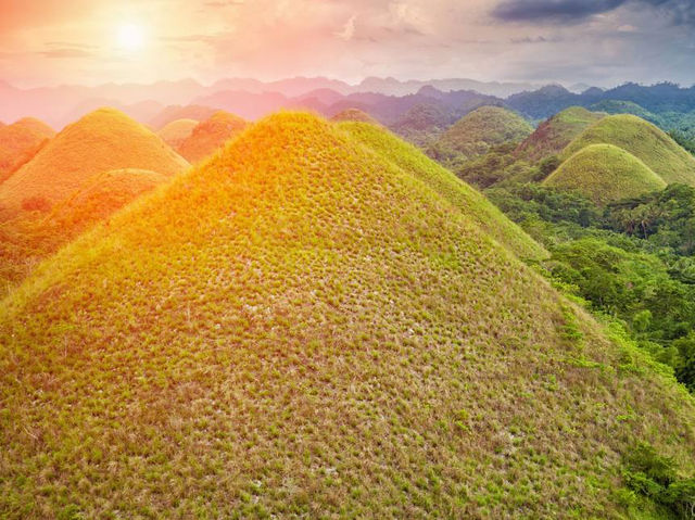 The Chocolate Hills: remarkable geological formation and iconic hills in the island of Bohol. 