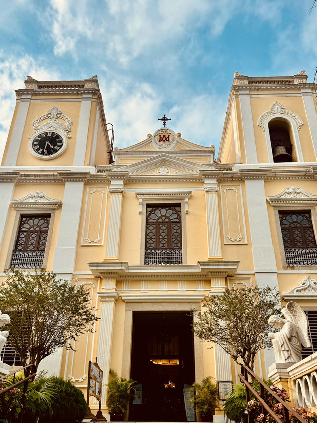 Walking the Heritage Trail in Macau to see these colourful buildings!