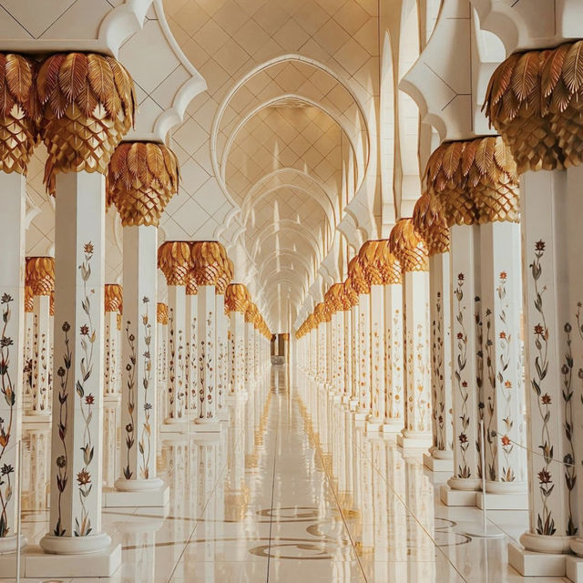 The Grand Corridor of Sheikh Zayed Mosque: A Walk Through Elegance 🕌✨