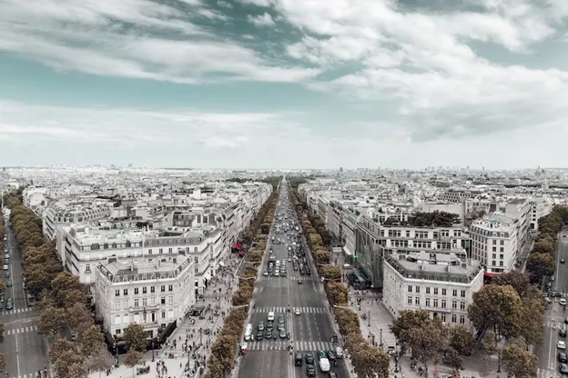 Overhead shot of Champs-Élysées in Paris