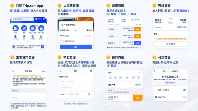 Trip.com手機App端訂票流程