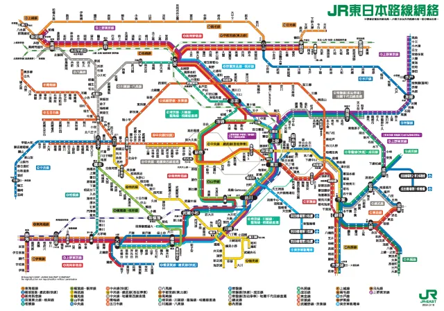 東京自由行交通 JR 東日本路線圖