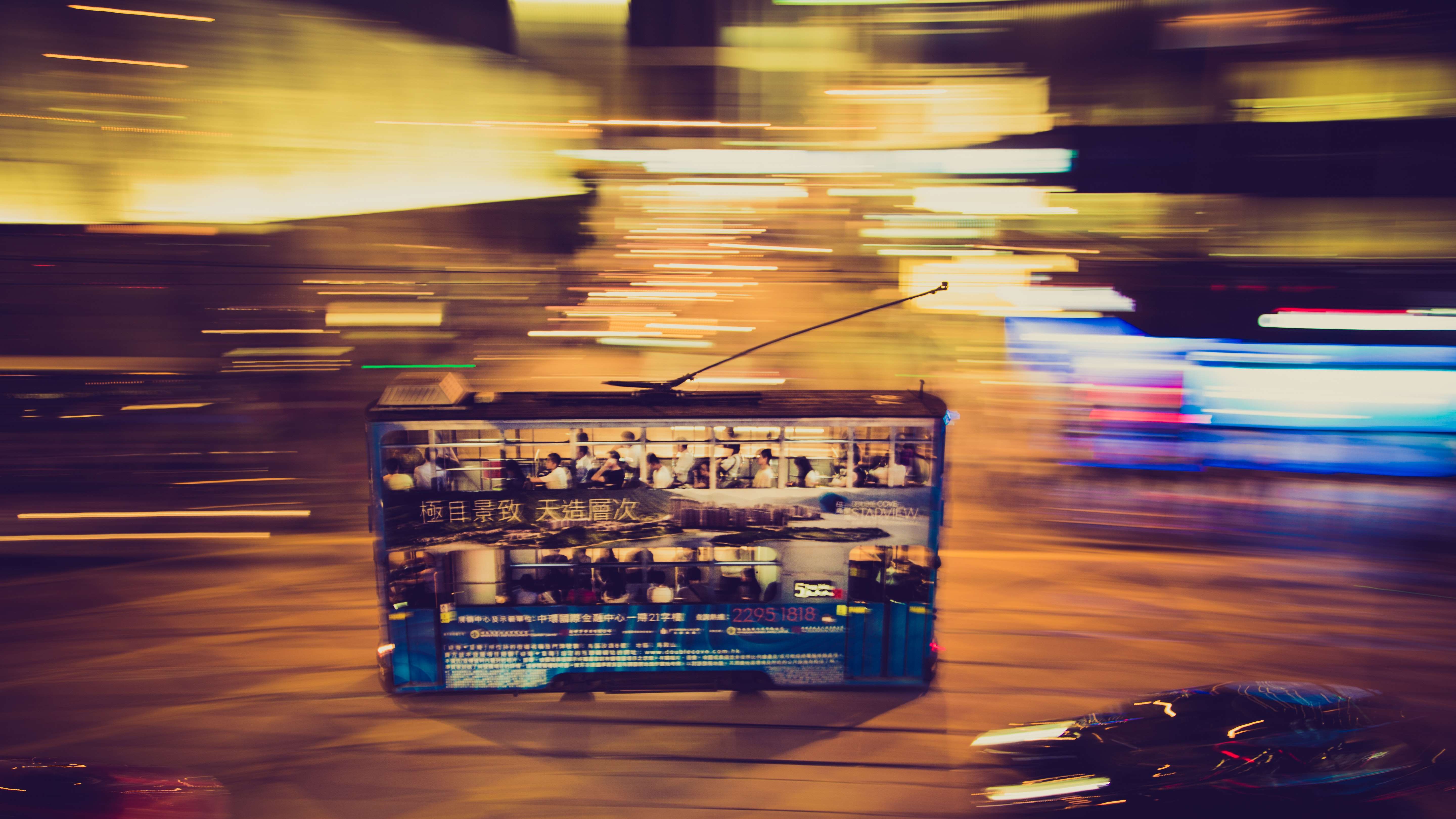 The roaring tram at night