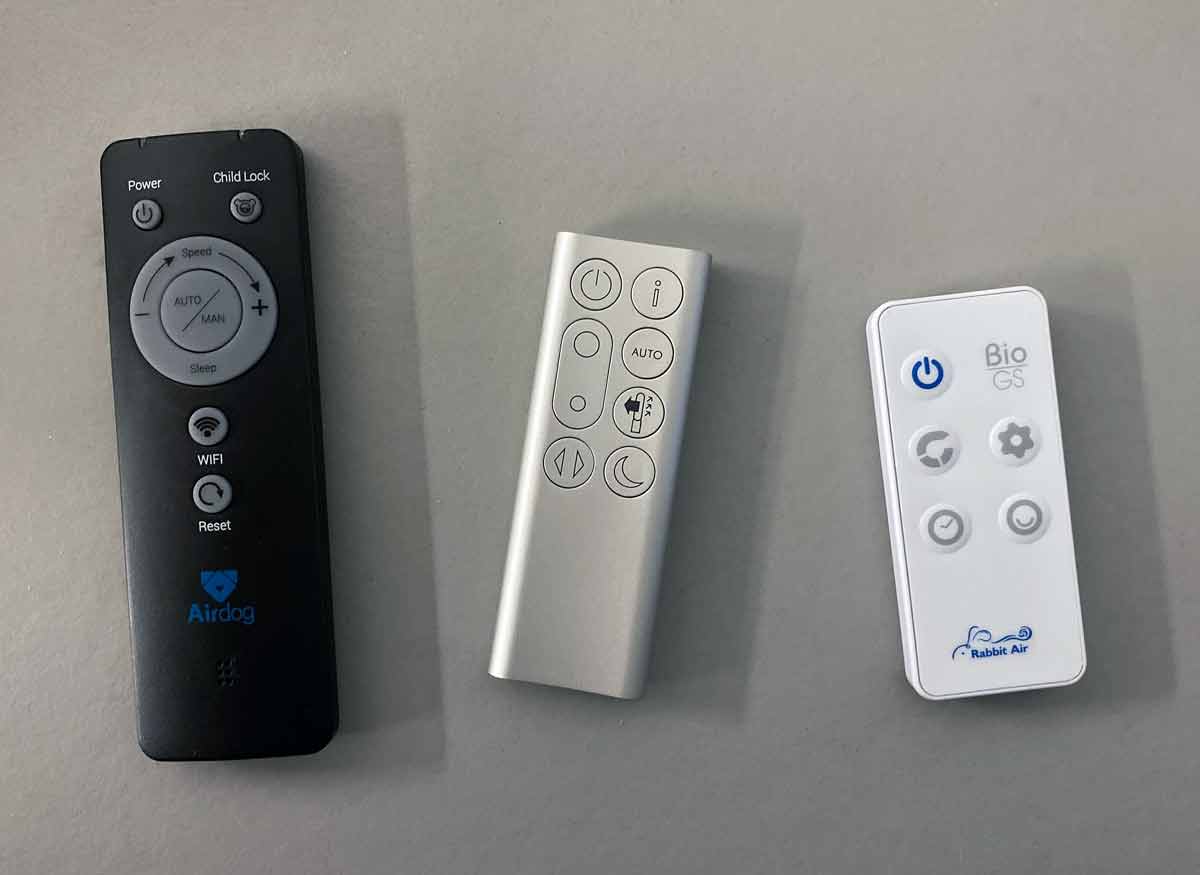 three remote controls for air purifiers