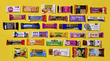 overhead view of 31 different energy bars