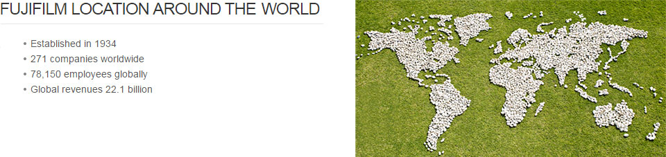 image of the world map - Fujifilm locations around the world