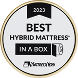 Best Hybrid Mattress in a Box Mattress Nerd 2023 Affiliate Award Badge