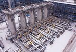 Absorber columns at the Gazprom PJSC Slavyanskaya compressor station, the starting point of the Nord Stream 2 gas pipeline, in Ust-Luga, Russia, on Thursday, Jan. 28, 2021. 