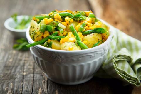 Green beans, fresh corn, red onion and red potato salad