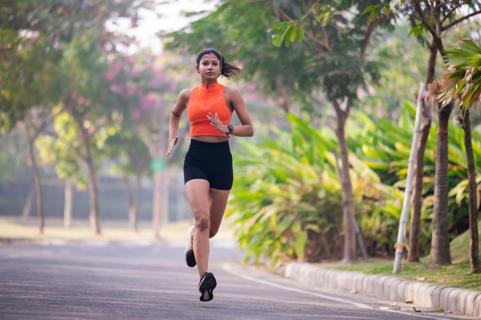 Person running in park