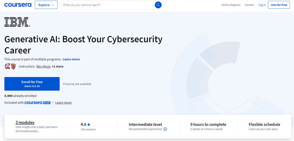 IBM's Generative AI: Boost Your Cybersecurity Career course screenshot.