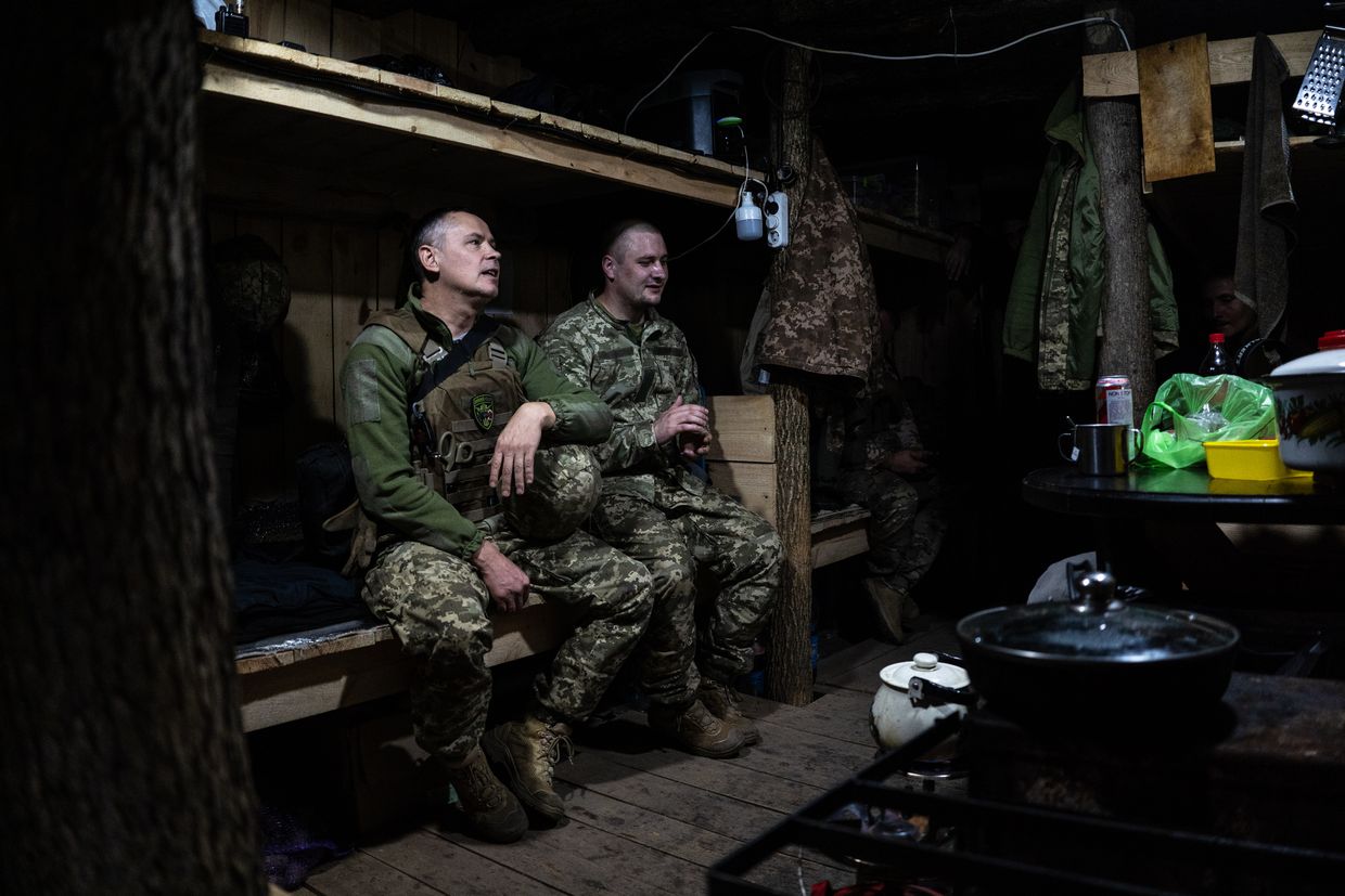 Ukrainian soldiers wait underground in the Sumy region near the Russian border on Sep. 30, 2024.