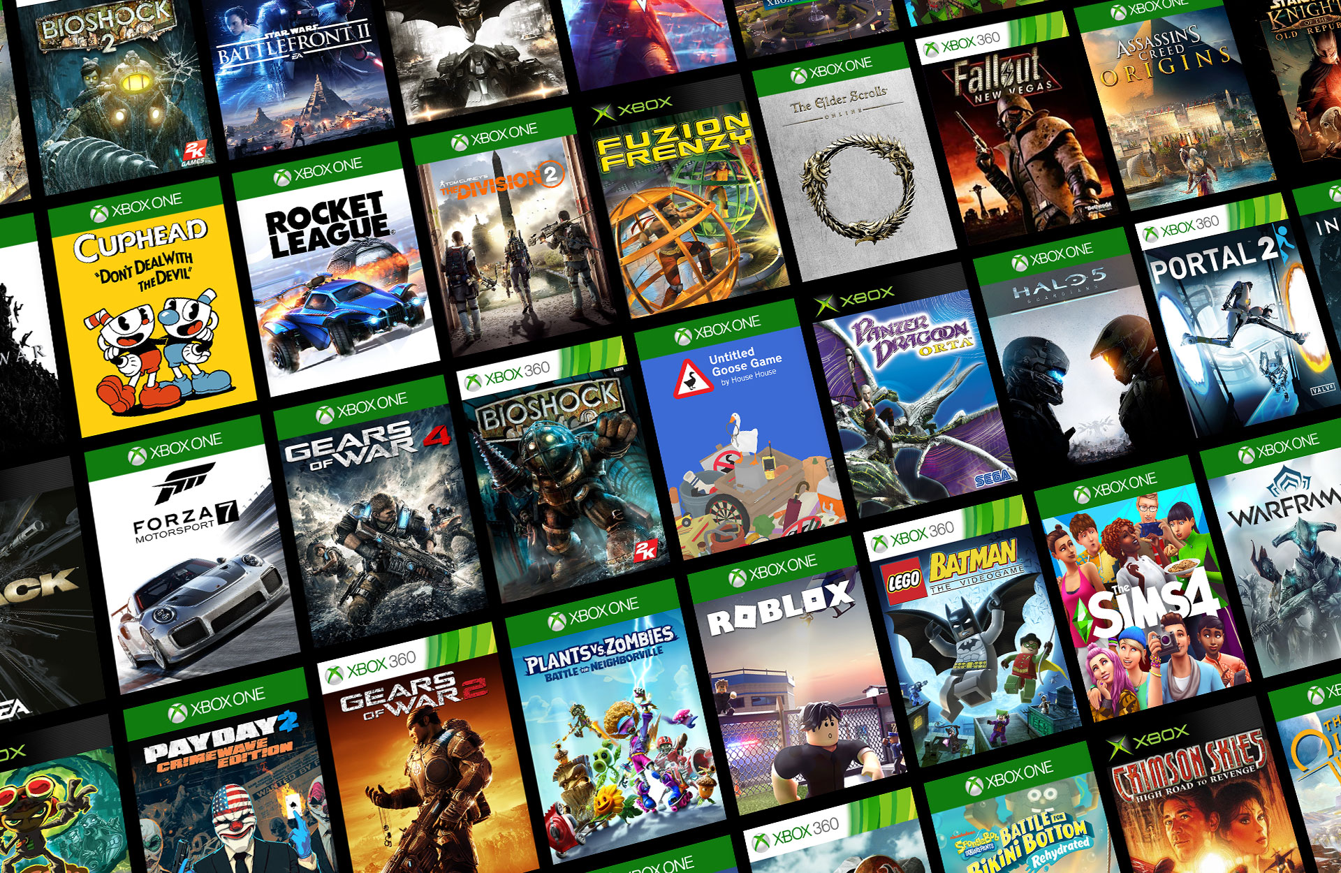 Mosaic of Xbox backward compatible game titles