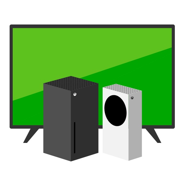 xbox series x and xbox series s in front of a large monitor