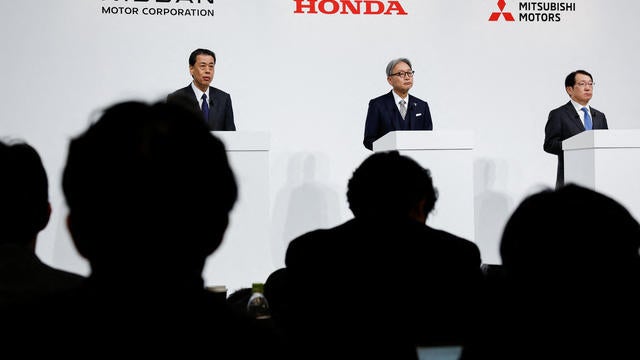 Honda, Nissan and Mitsubishi Motors hold a joint press conference on their merger talks 