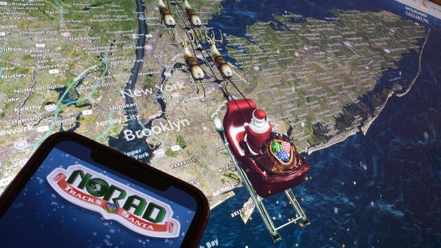 Illustration shows NORAD tracking Santa over New York CIty 