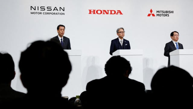 Honda, Nissan and Mitsubishi Motors hold a joint press conference on their merger talks 