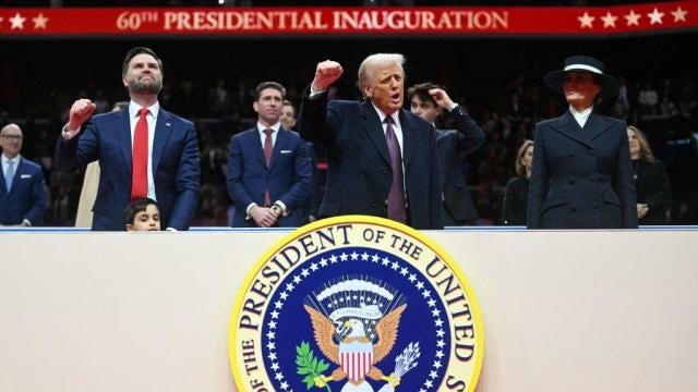 President Trump and Vice President JD Vance during the inaugural parade inside Capital One Arena in Washington, D.C., on Jan. 20, 2025. 