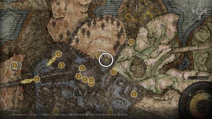 A map screen from Shadow of the Erdtree showing the location of a Scadutree Fragment in the Shadow Keep's Back Gate.