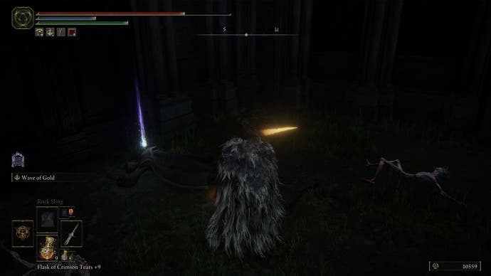 Character screenshot from Elden Ring showing the location of the first Larval Tear in Nokron