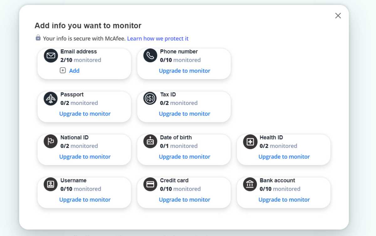 McAfee PII monitoring