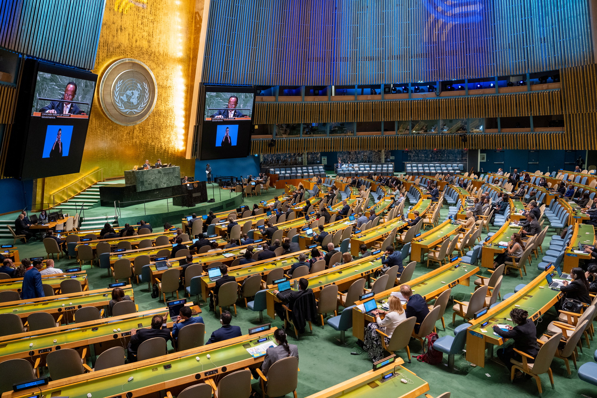 A view of the General Assembly Hall during the "Summit of the Future" at United Nations Headquarters in New York City, U.S., September 22, 2024. REUTERS/David Dee Delgado