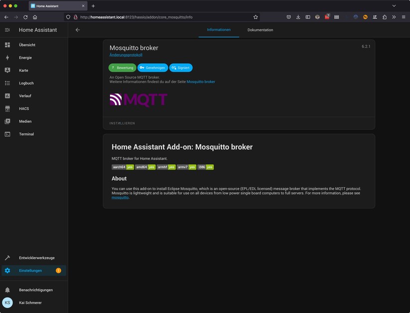 Home Assistant: MQTT-Server installieren